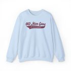 A light blue sweatshirt with an old man gang logo.