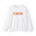 A white sweatshirt with an old man gang logo on it.