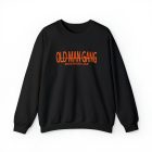 A black sweatshirt with an old man gang logo on it.