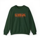 A green sweatshirt with an old man gang logo on it.