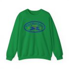 A green sweatshirt with the word " surf " on it.