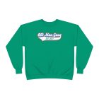 A green sweatshirt with an old man gang logo.